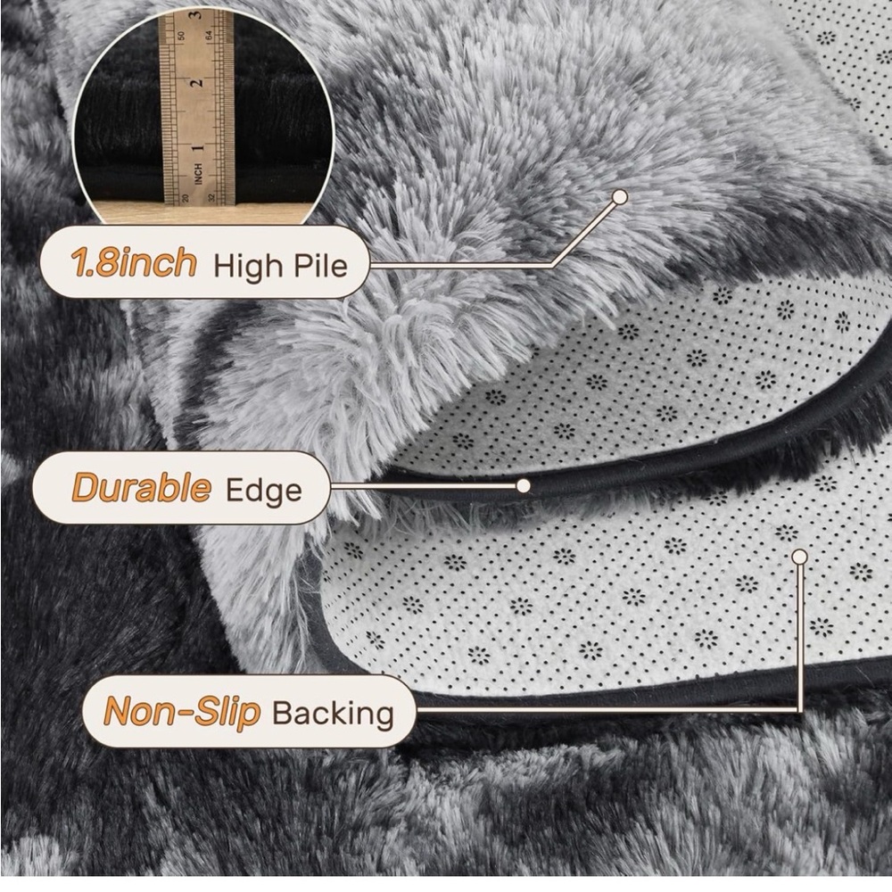 Safavieh Gray and Black Shag Area Rug, 6x9 - Picture 7 of 8
